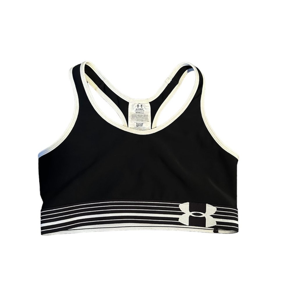 Under Armour Women's Black Sports Bra Compression Heat Gear Medium